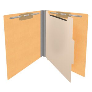 Heavy Duty End Tab Color Folders, 18 pt Letter Size, 2″ expansion, 1 Divider, Gold (Box of 10) - Image 4