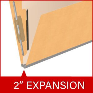 Heavy Duty End Tab Color Folders, 18 pt Letter Size, 2″ expansion, 1 Divider, Gold (Box of 10) - Image 7