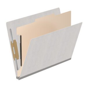 Heavy Duty End Tab Color Folders, 18 pt Letter Size, 2″ expansion, 1 Divider, Grey (Box of 10) - Image 2