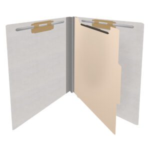 Heavy Duty End Tab Color Folders, 18 pt Letter Size, 2″ expansion, 1 Divider, Grey (Box of 10) - Image 4