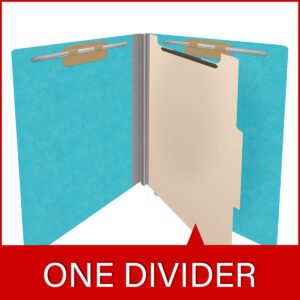 Heavy Duty End Tab Color Folders, 18 pt Letter Size, 2″ expansion, 1 Divider, Light Blue (Box of 10) - Image 8
