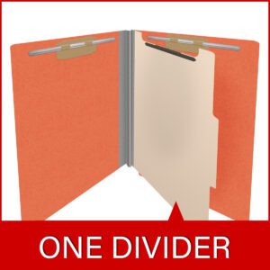 Heavy Duty End Tab Color Folders, 18 pt Letter Size, 2″ expansion, 1 Divider, Orange (Box of 10) - Image 8