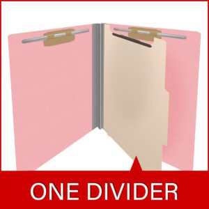 Heavy Duty End Tab Color Folders, 18 pt Letter Size, 2″ expansion, 1 Divider, Pink (Box of 10) - Image 8