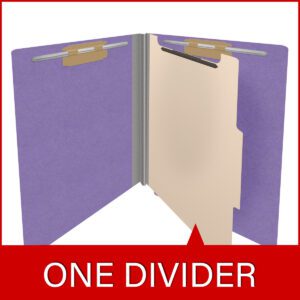 Heavy Duty End Tab Color Folders, 18 pt Letter Size, 2″ expansion, 1 Divider, Purple (Box of 10) - Image 8