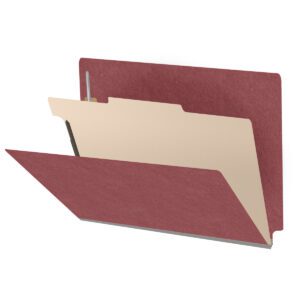 Pressboard Classification Folders, Full Cut End Tab, Letter Size, 1 Divider, Dark Red (Box of 10)