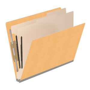 Heavy Duty End Tab Color Folders, 18 pt Letter Size, 2″ expansion, 2 Dividers, Gold (Box of 10) - Image 2