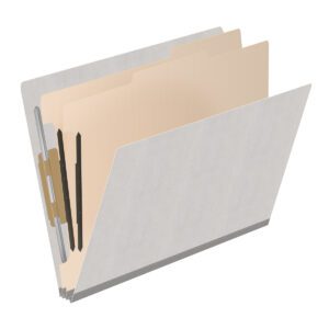 Heavy Duty End Tab Color Folders, 18 pt Letter Size, 2″ expansion, 2 Dividers, Grey (Box of 10) - Image 2