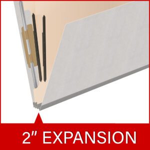 Heavy Duty End Tab Color Folders, 18 pt Letter Size, 2″ expansion, 2 Dividers, Grey (Box of 10) - Image 7