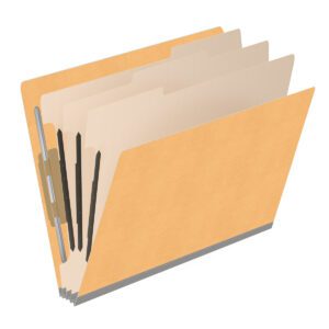 Heavy Duty End Tab Color Folders, 18 pt Letter Size, 3″ expansion, 3 Dividers, Gold (Box of 10) - Image 2