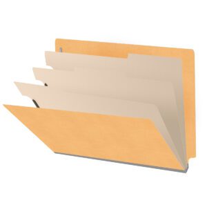 Heavy Duty End Tab Color Folders, 18 pt Letter Size, 3″ expansion, 3 Dividers, Gold (Box of 10) - Image 1