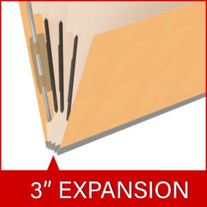Heavy Duty End Tab Color Folders, 18 pt Letter Size, 3″ expansion, 3 Dividers, Gold (Box of 10) - Image 7