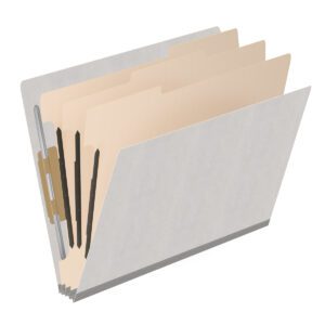 Heavy Duty End Tab Color Folders, 18 pt Letter Size, 3″ expansion, 3 Dividers, Grey (Box of 10) - Image 2