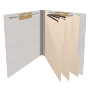 Heavy Duty End Tab Color Folders, 18 pt Letter Size, 3″ expansion, 3 Dividers, Grey (Box of 10) - Image 4