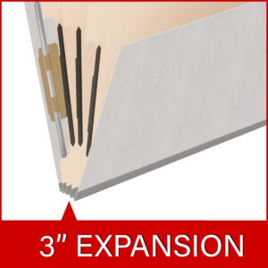 Heavy Duty End Tab Color Folders, 18 pt Letter Size, 3″ expansion, 3 Dividers, Grey (Box of 10) - Image 7
