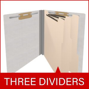 Heavy Duty End Tab Color Folders, 18 pt Letter Size, 3″ expansion, 3 Dividers, Grey (Box of 10) - Image 8