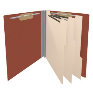 Pressboard Classification Folders, Full Cut End Tab, Letter Size, 3 Dividers, Brick Red (Box of 10) - Image 4