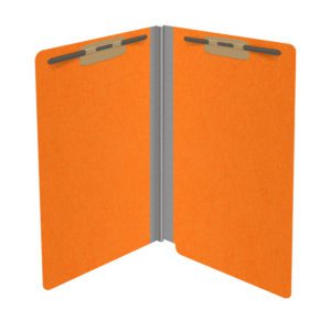 Heavy Duty End Tab Color Folders, 18 pt, Legal Size, 2″ exp, Fasteners Pos #1 & #3, Orange (Box of 25) - Image 4