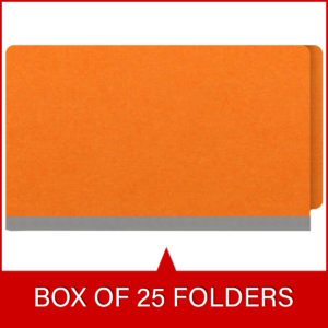 Heavy Duty End Tab Color Folders, 18 pt, Legal Size, 2″ exp, Fasteners Pos #1 & #3, Orange (Box of 25) - Image 6