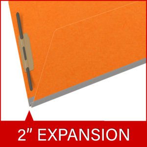 Heavy Duty End Tab Color Folders, 18 pt, Legal Size, 2″ exp, Fasteners Pos #1 & #3, Orange (Box of 25) - Image 7