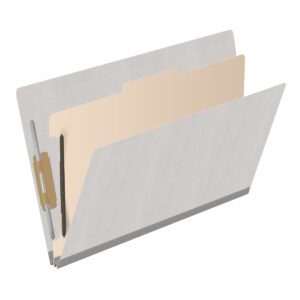 Heavy Duty End Tab Color Folders, 18 pt Legal Size, 2″ expansion 1 Divider, Grey (Box of 10) - Image 2