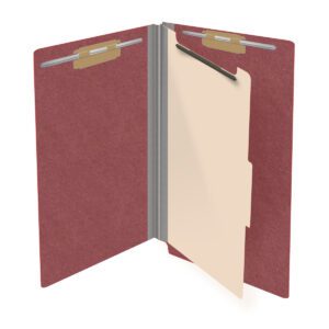 Pressboard Classification Folders, Full Cut End Tab, Legal Size, 1 Divider, Dark Red (Box of 10) - Image 4