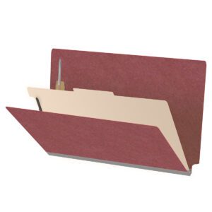 Pressboard Classification Folders, Full Cut End Tab, Legal Size, 1 Divider, Dark Red (Box of 10)