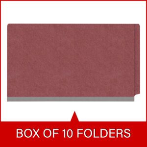 Pressboard Classification Folders, Full Cut End Tab, Legal Size, 1 Divider, Dark Red (Box of 10) - Image 6