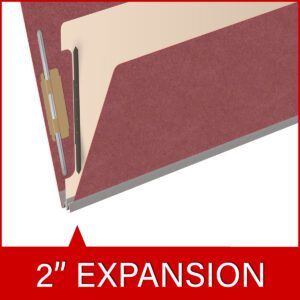 Pressboard Classification Folders, Full Cut End Tab, Legal Size, 1 Divider, Dark Red (Box of 10) - Image 7