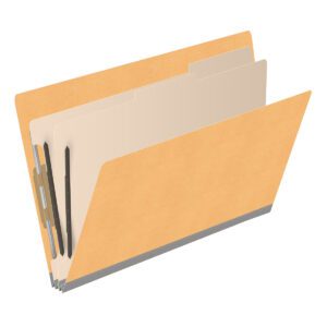 Heavy Duty End Tab Color Folders, 18 pt Legal Size, 2″ expansion, 2 Dividers, Gold (Box of 10) - Image 2