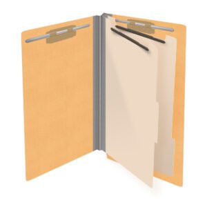 Heavy Duty End Tab Color Folders, 18 pt Legal Size, 2″ expansion, 2 Dividers, Gold (Box of 10) - Image 4