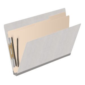 Heavy Duty End Tab Color Folders, 18 pt Legal Size, 2″ expansion, 2 Dividers, Grey (Box of 10) - Image 2