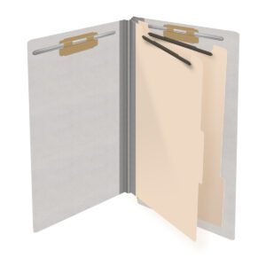 Heavy Duty End Tab Color Folders, 18 pt Legal Size, 2″ expansion, 2 Dividers, Grey (Box of 10) - Image 4