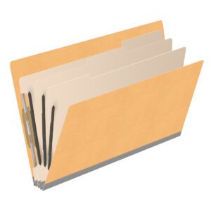 Heavy Duty End Tab Color Folders, 18 pt Legal Size, 3″ expansion, 3 Dividers, Gold (Box of 10) - Image 2