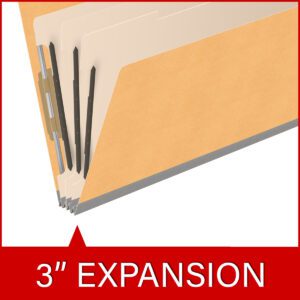 Heavy Duty End Tab Color Folders, 18 pt Legal Size, 3″ expansion, 3 Dividers, Gold (Box of 10) - Image 7
