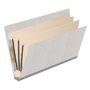 Heavy Duty End Tab Color Folders, 18 pt Legal Size, 3″ expansion, 3 Dividers, Grey (Box of 10) - Image 2