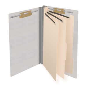 Heavy Duty End Tab Color Folders, 18 pt Legal Size, 3″ expansion, 3 Dividers, Grey (Box of 10) - Image 4