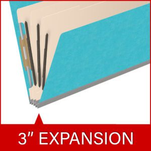 Heavy Duty End Tab Color Folders, 18 pt Legal Size, 3″ expansion, 3 Dividers, Light Blue (Box of 10) - Image 7