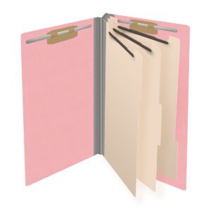 Heavy Duty End Tab Color Folders, 18 pt Legal Size, 3″ expansion, 3 Dividers, Pink (Box of 10) - Image 4