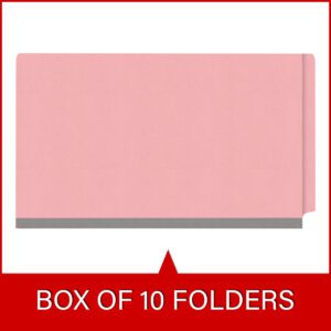 Heavy Duty End Tab Color Folders, 18 pt Legal Size, 3″ expansion, 3 Dividers, Pink (Box of 10) - Image 6