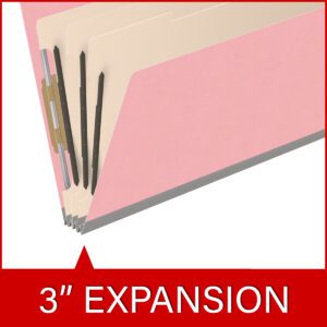 Heavy Duty End Tab Color Folders, 18 pt Legal Size, 3″ expansion, 3 Dividers, Pink (Box of 10) - Image 7
