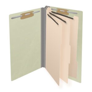 Pressboard Classification Folders, Full Cut End Tab, Legal Size, 3 Dividers, Light Green (Box of 10) - Image 4