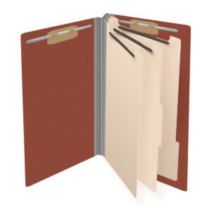 Pressboard Classification Folders, Full Cut End Tab, Legal Size, 3 Dividers, Brick Red (Box of 10) - Image 4