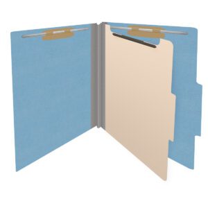 Heavy Duty End Tab Color Folders, 2/5 Cut ROC Top Tab, Letter Size, 1 Divider, Blue (Box of 10) - Image 4