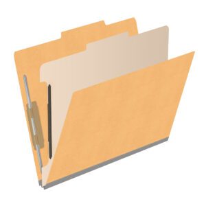 Heavy Duty End Tab Color Folders, 2/5 Cut ROC Top Tab, Letter Size, 1 Divider, Gold (Box of 10) - Image 2