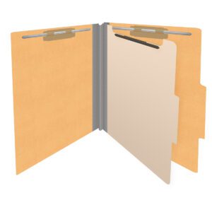 Heavy Duty End Tab Color Folders, 2/5 Cut ROC Top Tab, Letter Size, 1 Divider, Gold (Box of 10) - Image 4