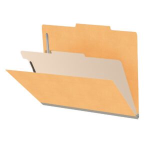 Heavy Duty End Tab Color Folders, 2/5 Cut ROC Top Tab, Letter Size, 1 Divider, Gold (Box of 10) - Image 1