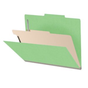 Heavy Duty End Tab Color Folders, 2/5 Cut ROC Top Tab, Letter Size, 1 Divider, Green (Box of 10) - Image 1