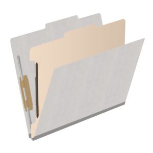 Heavy Duty End Tab Color Folders, 2/5 Cut ROC Top Tab, Letter Size, 1 Divider, Grey (Box of 10) - Image 2