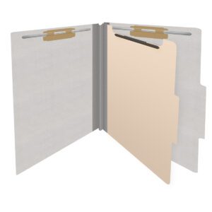 Heavy Duty End Tab Color Folders, 2/5 Cut ROC Top Tab, Letter Size, 1 Divider, Grey (Box of 10) - Image 4