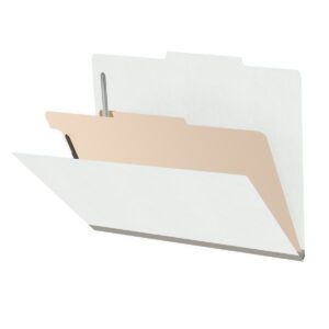 Heavy Duty End Tab Color Folders, 2/5 Cut ROC Top Tab, Letter Size, 1 Divider, White (Box of 10) - Image 1